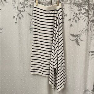Club Monaco Asymmetrical Black and White Striped Skirt